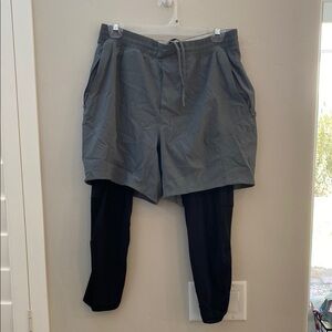 Men's Gray and Black Shorts